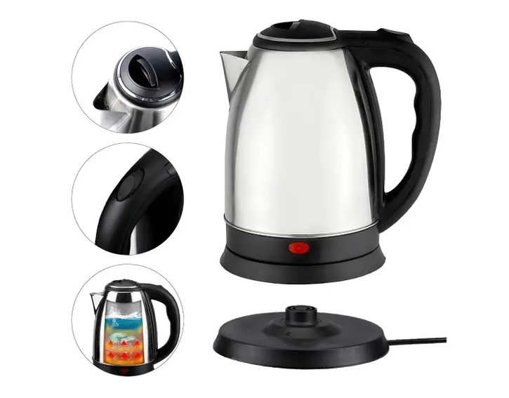 Chaleira Elétrica Portátil 1.8 Litros Aço Inox, 110V. Para Café ou Chá Linha Premium