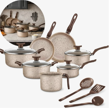 Conjunto de panelas antiaderente 10 peças Coffee cappuccino Imperial