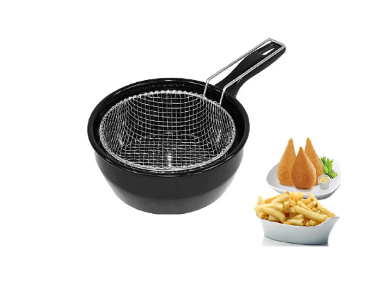 Panela Frigideira Com Cesto de Fritura Fritadeira Esmaltada Fritatudo 20cm 1,5 Litros Roa