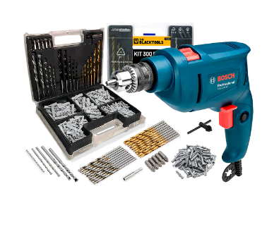 Furadeira De Impacto Bosch GSB 450 RE 450W 10mm Com Brocas e Buchas