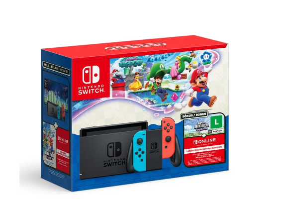 Console Nintendo Switch + Super Mario Bros. Wonder + 3 Meses de Assinatura Nintendo Switch Online - NT000054NSW