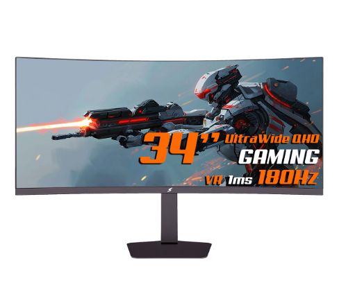 Monitor Gamer SuperFrame Enterprise, 34 Pol, Curvo, UltraWide Quad HD, VA, 1ms, 180Hz, Free-Sync/G-Sync, SF-MN-ETP34QUVCD2C