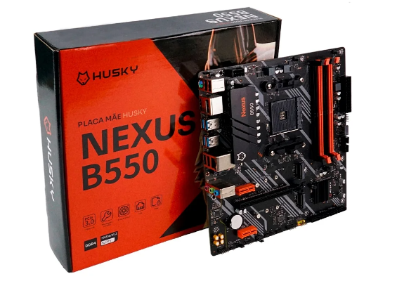 Placa-Mãe Husky Nexus B550, M.2 NVMe, DDR4 3200MHz, Ryzen 5000/3000, Micro-ATX, HDMI/DP, 64GB Dual Channel - HPM550