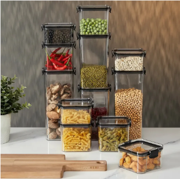 Pote Hermético Haushop Kit 12 Potes Para Alimentos Seguro Transparente