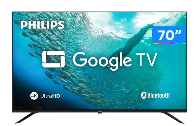 Smart TV 70" Philips 4K UHD DLED 70PUG7019/78 Google TV Quad Core Google Assistente 3 HDMI