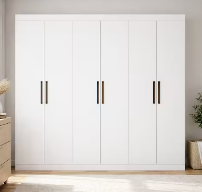 Guarda-Roupa Casal Bartira Ville 6 Portas de Bater 2 Gavetas Internas MDP - 200,5cm de Largura - Branco