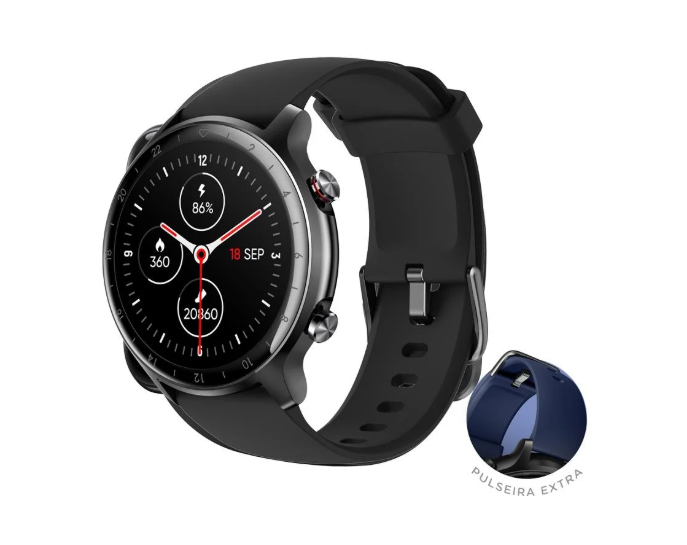SmartWatch Husky Sports 700 GPS, Preto, Pulseira Extra Azul Marinho, Com GPS - HSPH000