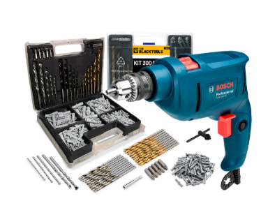 Furadeira De Impacto Bosch GSB 450 RE 450W 10mm Com Brocas e Buchas