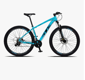 Bicicleta aro 29 Gts Dexter 24 marchas freio a disco cor azul pantone com preto tamanho do quadro 21