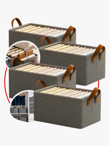 4 Caixas Organizadora De Guarda Roupa Cesto Gaveta Dobrável