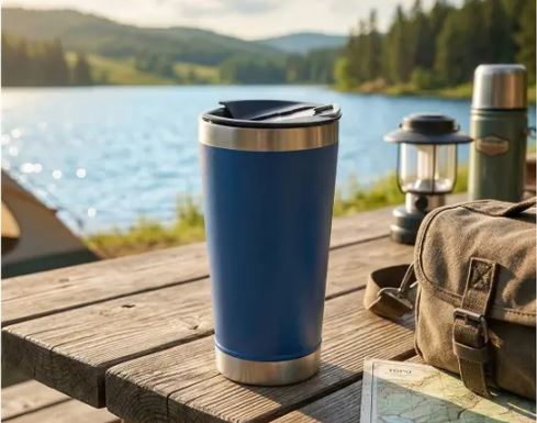 Copo Térmico Fratelli para Cerveja Premium Azul 400ml com Tampa e Abridor