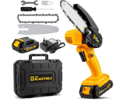 Motosserra Mini BTS-100 Bateria Recarregável 21v The Black Tools Cor Amarelo