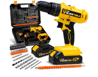 Parafusadeira E Furadeira De Impacto 3/8 The Black Tools Tb21-pz Com 2 Baterias E Acessorios
