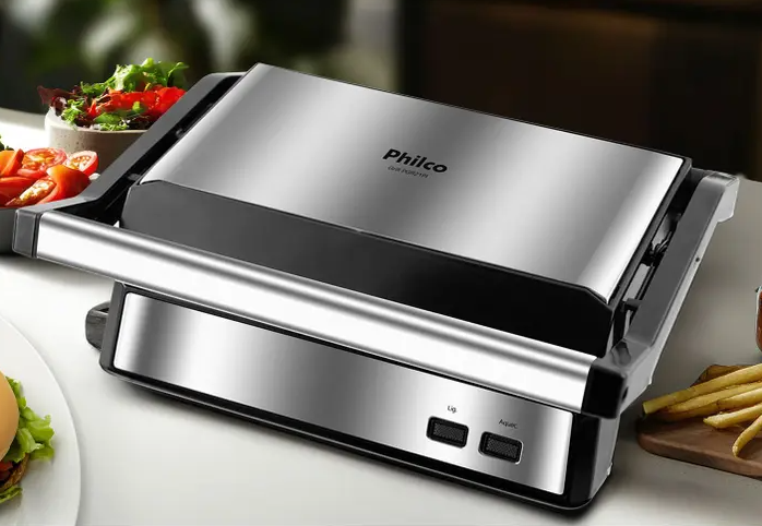 Grill Philco PGR21PI Maxx Clean 2 em 1 Retangular 1000W Antiaderente com Coletor de Gordura