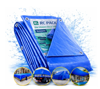 Lona Plástica Multiuso Azul 7x3 Impermeável Reforçada Obra