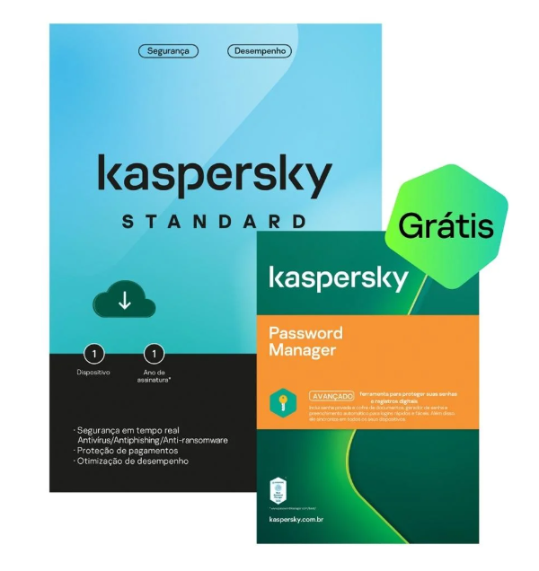 Kaspersky Standard + Kaspersky Password Manager 1 Dispositivo 1 Ano, Digital para Download - KL1058KDAFS
