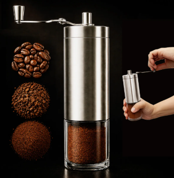 Moedor De Café Manual Compacto Em Inox C/ Ajuste De Moagem