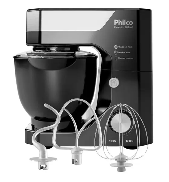 Batedeira Planetária Philco Preta 800W 12 Velocidades 5 Litros