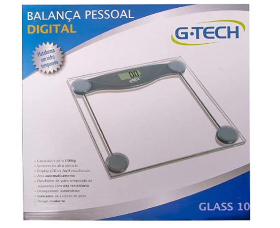 G-Tech Balgl10 Balança Digital em Vidro Temperado, Transparente
